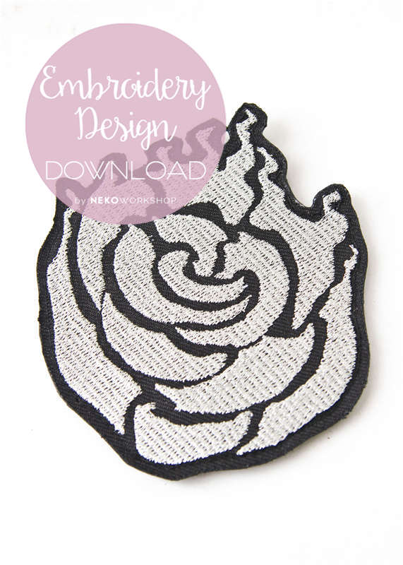 rwby ruby rose cosplay embroidery patch design
